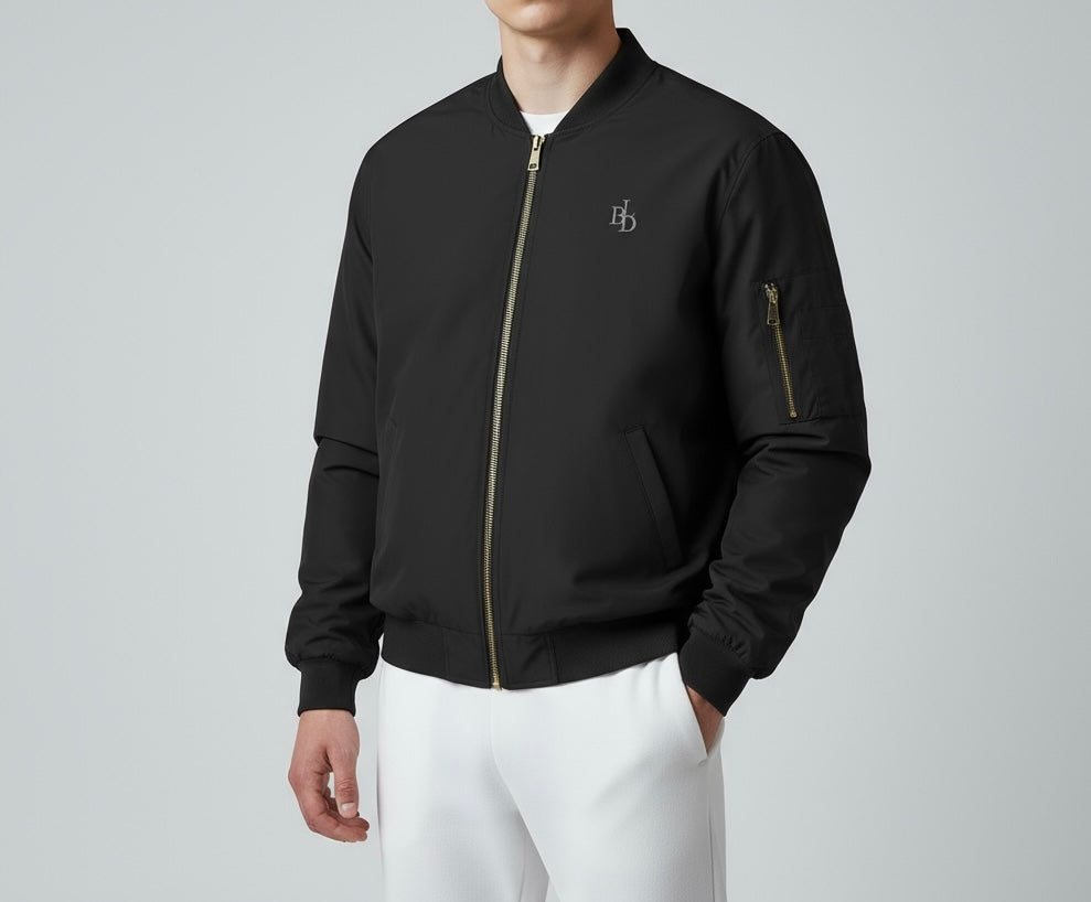 再販2025BRILLANTE DEFI トイプー柄中綿MA-1ジャケットブラック