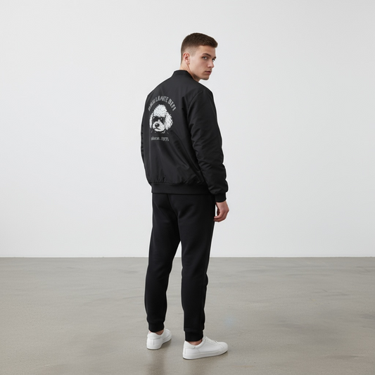 再販2025BRILLANTE DEFI トイプー柄中綿MA-1ジャケットブラック