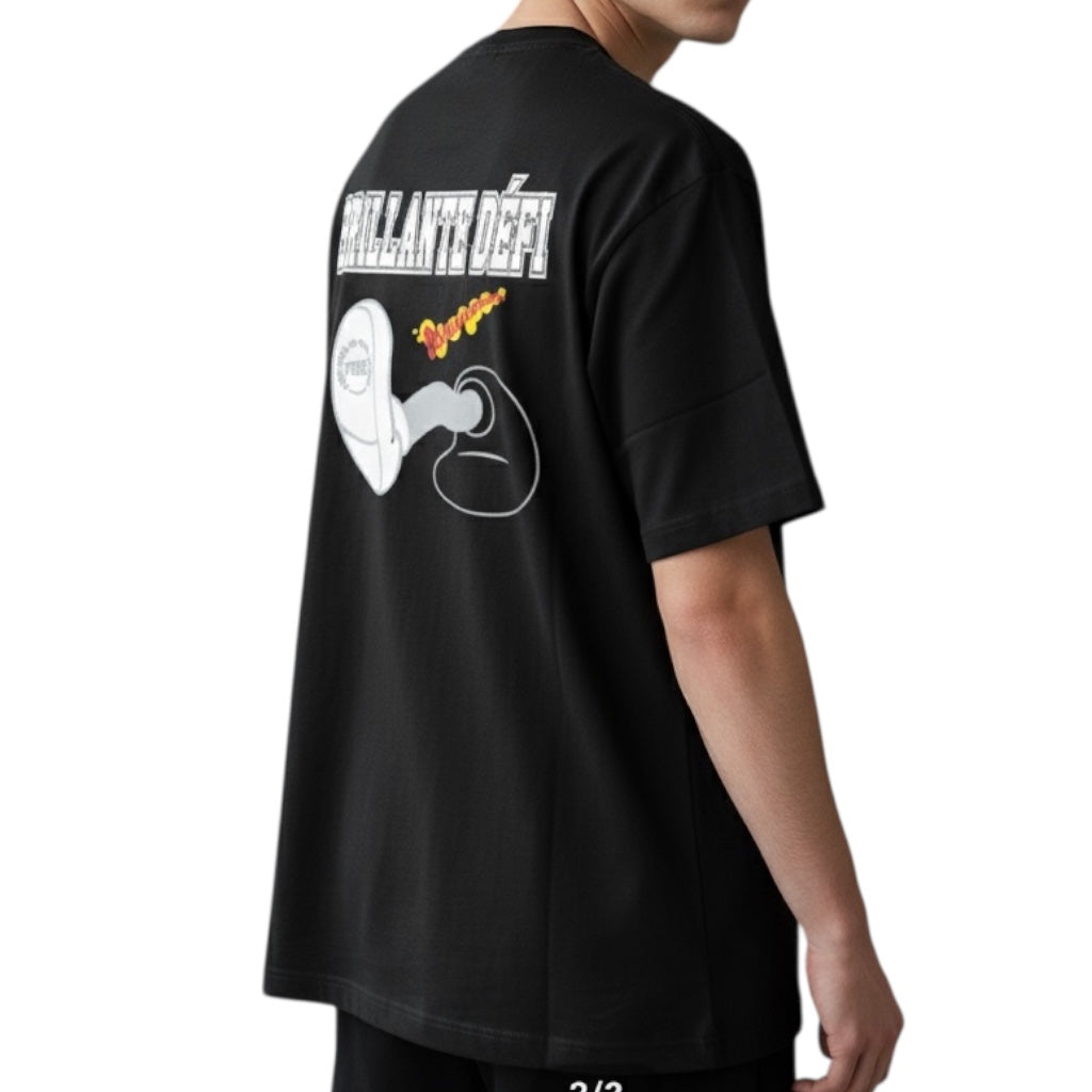 [[SALE]] BRILLANTE DÉFI KICKバックプリト半袖Tシャツ ブラック