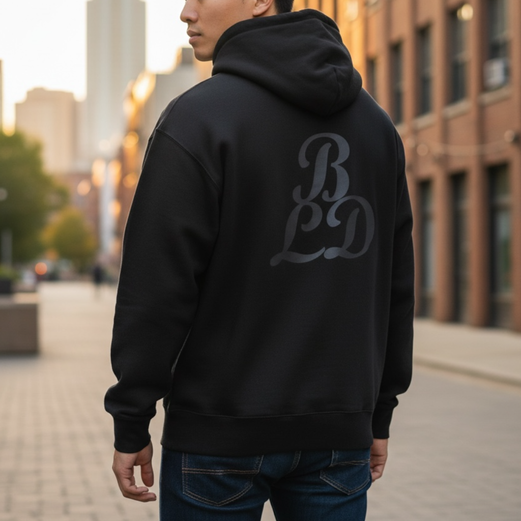 Back Logo Light Hoodie-Black