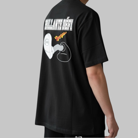 KICK Back Print Tee-Black